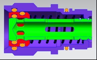 Cross-section of a self-sealing fluid connector