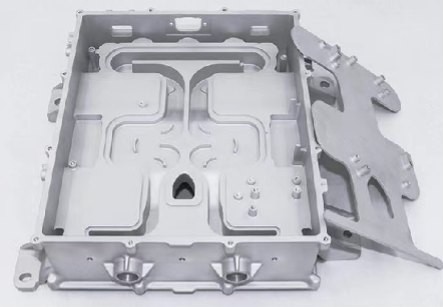 Machined aluminum housing with integrated coolant channels