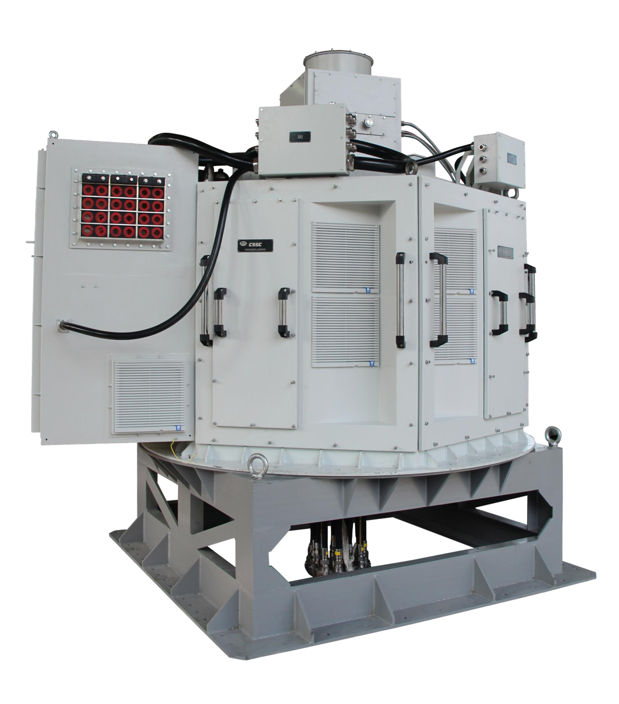 Podded electric-propulsion slip ring assembly on its base frame