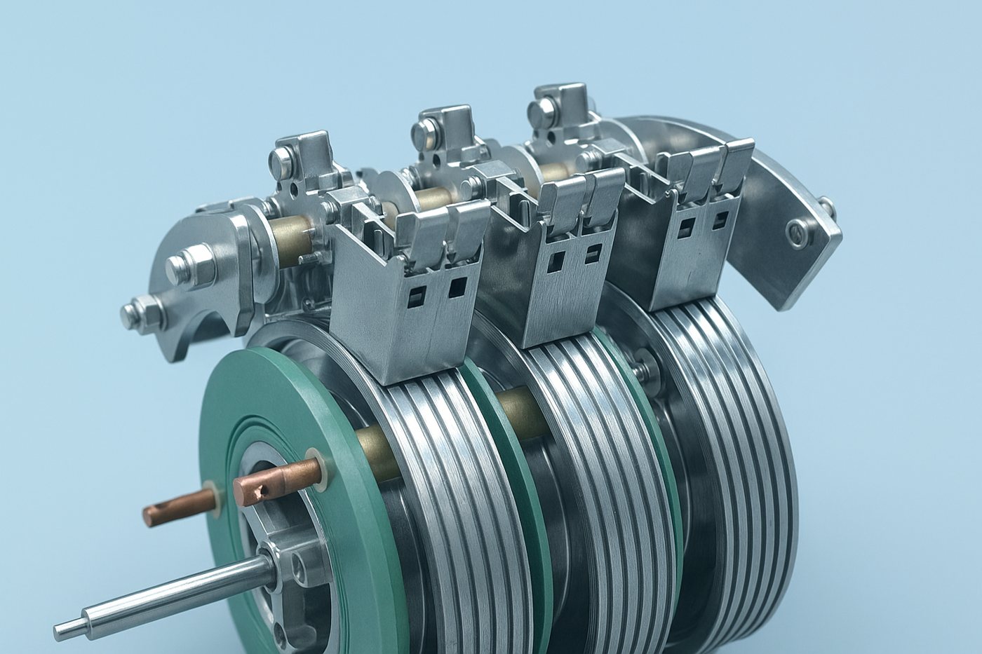 Multi-channel power slip ring with brush blocks