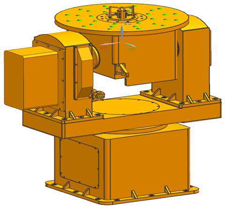 Three-axis shipborne antenna pedestal, CAD render