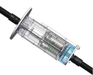 Signal slip ring with transparent housing showing ring stack