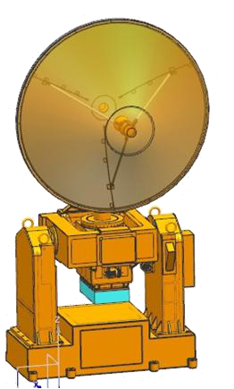 Three-axis stabilized shipborne radar pedestal, CAD render
