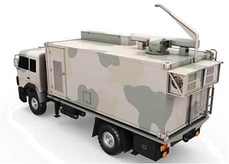 Shelter truck carrying the deployed turntable